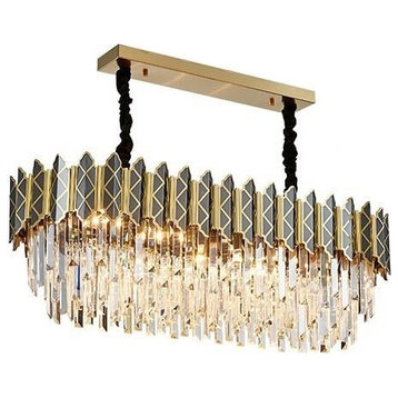 Gold/Black Crystal Modern LED Chandelier For Living Room, Dining Room, L37.4"