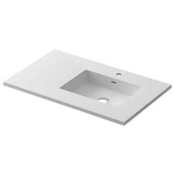 VIVA Stone 36" Right Sink Matte White Solid Surface Countertop