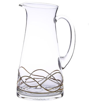 Classic Touch Swan Shaped Pitcher with Gold Swirl Design