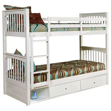 Hillsdale Pulse Wood Twin Over Twin Bunk Bed With Storage, White