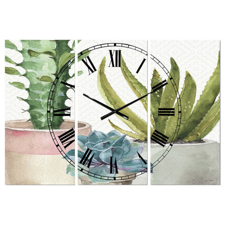 Mixed Green Element Iii Farmhouse Multipanel Metal Clock