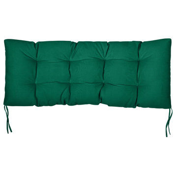 Sorra Home Sunbrella Canvas Indoor/Outdoor Tufted Bench Cushion, Forest Green