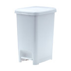 Slim Step on Trash Can With Lid, White, 4 Gallon
