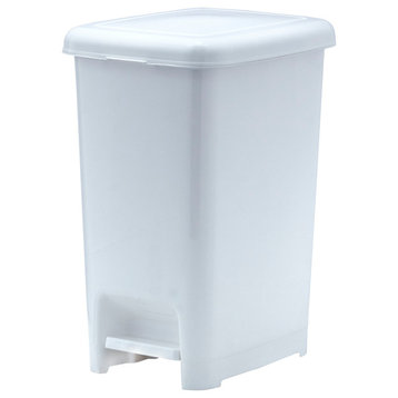 Slim Step on Trash Can With Lid, White, 4 Gallon