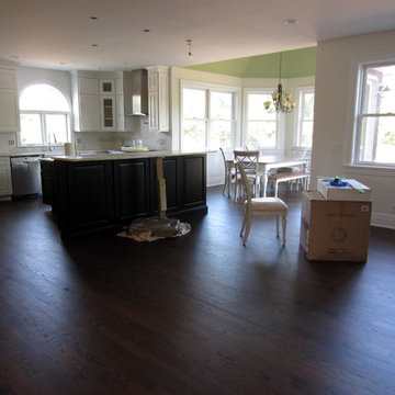 WESTHAMPTON: RED OAK INSTALLED & FINISHED WTH DARK WALNUT STAIN / SATIN OIL POLY