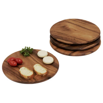 Round Wood Plates - Set of 4