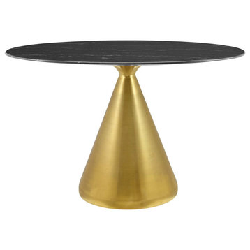 Tupelo 48" Oval Artificial Marble Dining Table, Gold Black