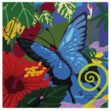 Cindy Wider 'Tropical Blue Butterfly' Canvas Art, 18"x18"
