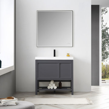 Luxury Single Vanity Set with Frosted Sides LED Mirror