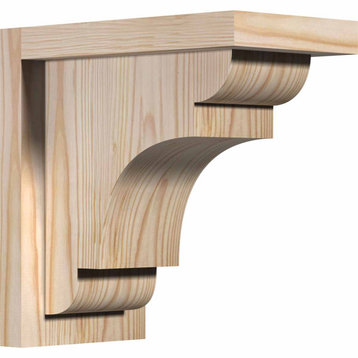 New Brighton Smooth Corbel With Backplate, Douglas Fir 5 1/2"Wx10"Dx10"H