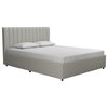 Brittany Upholstered Bed With Storage Drawers, Gray, Queen