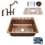 Rosa 25" Drop-in Copper Kitchen Sink, Bridge Faucet and Disposal Drain