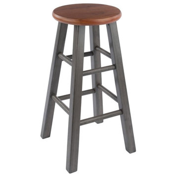Winsome Ivy 24" Transitional Solid Wood Counter Stool in Rustic Teak and Gray