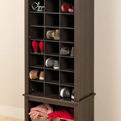 Prepac Espresso Tall Shoe Cubbie Cabinet - Shoe Storage