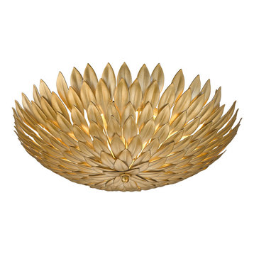 Gold Leaf Round Frame Flush Mount