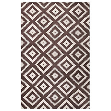 Modway Alika Trellis 8' x 10' Area Rug in Ivory and Brown