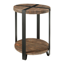 Bolton Furniture - Modesto 20" Reclaimed Wood Round End Table, Rustic Natural - Side Tables And End Tables