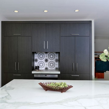 Contemporary Kitchen countertops, island, and backsplash, in Slim Slab Calacata