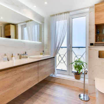 Marble & Wood Bathroom in Worthing, West Sussex