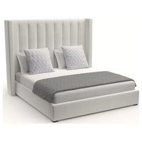 Nativa Interiors Aylet Vertical Channel Tufted Bed, Off White, King, High 87"