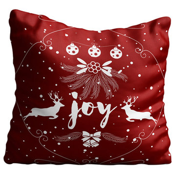 Christmas Joy Red Throw Pillow Case