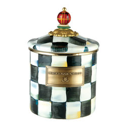 Courtly Check Enamel Canister - Small | MacKenzie-Childs - Bathroom Canisters