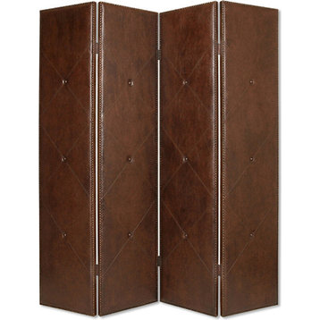 Copley Screen - Brown, Faux Leather Both Sides