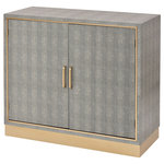 ELK Home - Sands Point 2-Door Cabinet In Grey And Gold - The Sands Point Cabinet Has Its Inspiration Set In The Early Days Of Book And Trunk Binding When Shagreen (Ray Fish Skin) Would Be Used As A Hardy And Tactile Covering. Updating This Style We Have Chosen To Opt For Equally Hard Wearing Faux Shagreen To Give This Cabinet Its Beautiful Soft Grey Finish. Featuring An Internal Shelf And Accented With Gold Handles This Cabinet Is A Stylish And Useful Addition To A Modern Interior. Matching Items Are Available In The Sands Point Collection.