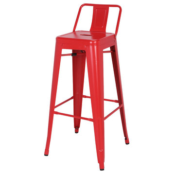 Highland Commercial Grade Low Back Barstool, Forested Red (Set of 4)