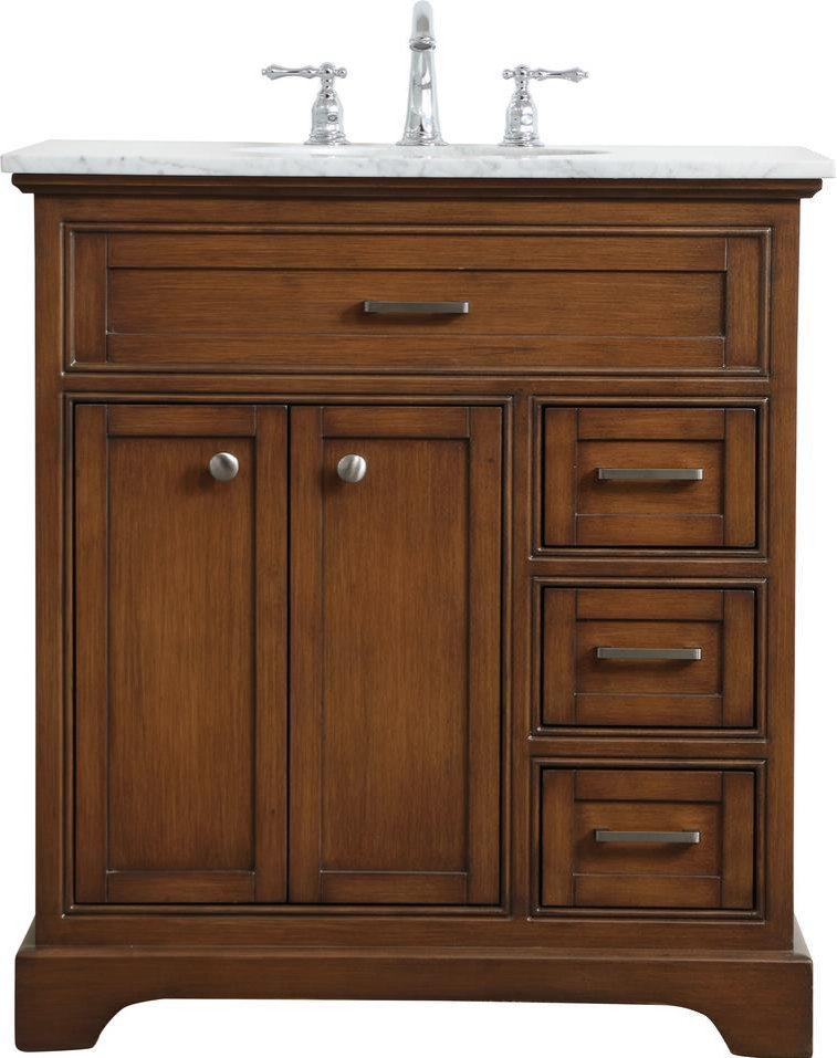 Contemporary Teak Single Vanity, Single - Transitional - Bathroom ...