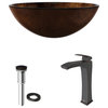 VIGO Russet Glass Vessel Sink and Blackstonian Faucet, Antique Rubbed Bronze