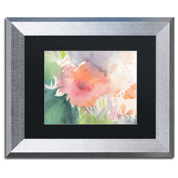 Sheila Golden 'Coral Blossom' Framed Art, Silver Frame, 11"x14", Black Matte