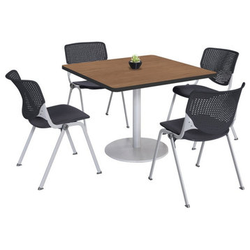 KFI 42" Square Dining Table - Cherry Top - Kool Chairs - Black