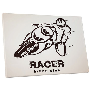 Motorcycle Pop Art "Racer Biker Club" Gallery Wrapped Canvas Wall Art