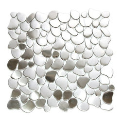 Eden Mosaic Tile River Rock Pattern Mosaic Stainless Steel Tile EMT_110-SIL-SM - Mosaic Tile