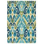 Couristan Inc - Couristan Covington Delfina Indoor/Outdoor Area Rug, Azure-Lemon, 2'x4' - Designed with today's  busy households in mind, the Covington Collection showcases versatile floor fashions with impressive performance features that add to their everyday appeal. Because they are made of the finest 100% fiber-enhanced Courtron polypropylene, Covington area rugs are water resistant and can be used in a multitude of spaces, including covered outdoor patios, porches, mudrooms, kitchens, entryways and much, much more. Treated to prevent the growth of mold and mildew, these multi-purpose area rugs are exceptionally easy to clean and are even considered pet-friendly. An ideal decor choice for families with young children, or those who frequently entertain, they will retain their rich splendor and stand the test of time despite wear and tear of heavy foot traffic, humidity conditions and various other elements. Featuring a unique hand-hooked construction, these beautifully detailed area rugs also have the distinctive aesthetic of an artisan-crafted product. A broad range of motifs, from nature-inspired florals to contemporary geometric shapes, provide the ultimate decorating flexibility.