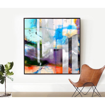 Large abstract painting, Landscape artwork, colorful wall art, modern painting