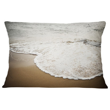 Close up Waves in Mediterranean Sea Seashore Throw Pillow, 12"x20"