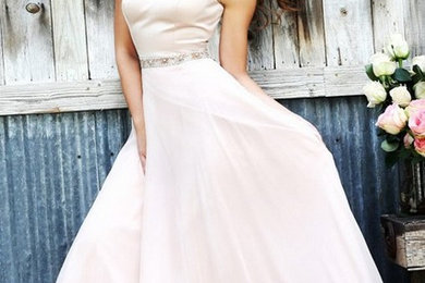 Unique Beading Bateau Zipper A-Line Pearl Pink Cheap Chiffon Long Prom Dresses