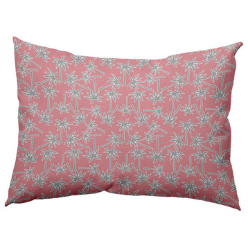 Palm Tree Pattern Decorative Throw Pillow, Pink Icing, 14"x20"