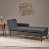 GDF Studio Sophia Mid-Century Modern Fabric Chaise Lounge, Muted Dark Gray