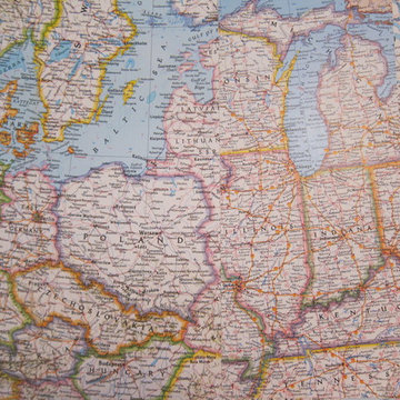 Map Collage Powder Room