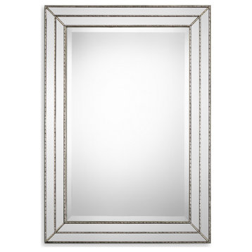 34" Transitional Gray Silver Mirror
