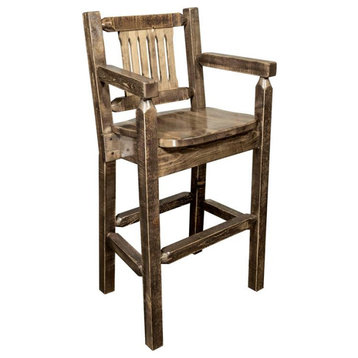 Montana Woodworks Homestead 24" Transitional Wood Captain's Barstool in Brown