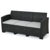 Outdoor Sofa, Wicker Frame With Water Resistant Cushions, Charcoal/Light Gray