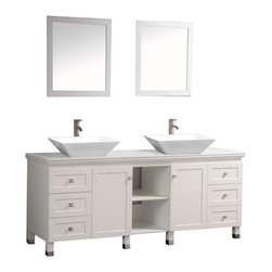 Alarus 72 inch Double Sink Bathroom Vanity White Finish - Bathroom Vanities And Sink Consoles