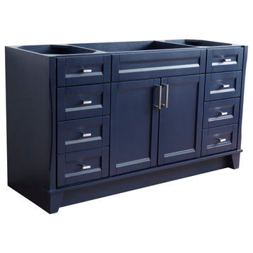 60" Single Sink Vanity, Blue Finish - Cabinet Only