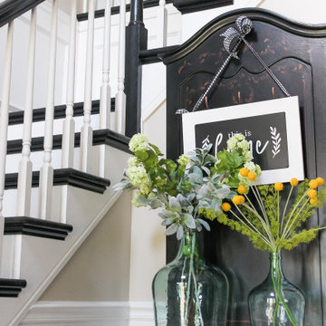Grays & Floral Mix in Family Room Redesign