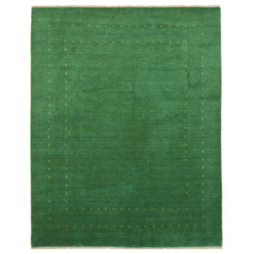 Handmade Wool Green Transitional Solid Lori Baft Rug, 8' X 10'