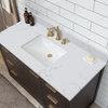 Brady Mid-century Bathroom Vanity with Sink, Carrara White Top, Brown Oak, 48"